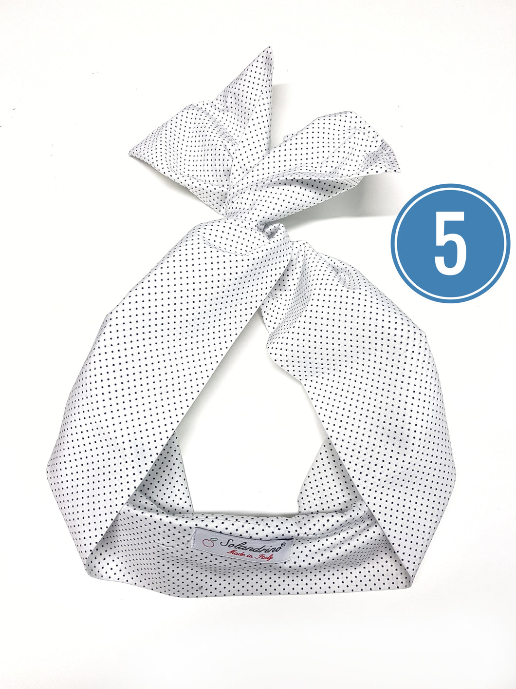 Turbante Fashion in cotone Fantasia design 4 punta spillo white  Made in Italy