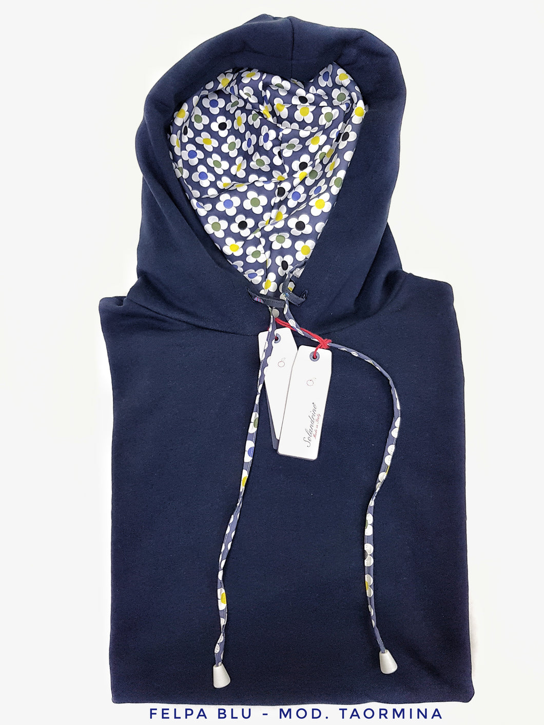 Felpa Blu con Cappuccio Design Taormina made in Italy Fantasia  100% cotone -  UNISEX Sweatshirt Blue hoodie