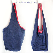 Carica l&#39;immagine nel visualizzatore di Gallery, Borsa Mare in tessuto cotone fashion Denim Pois Made in Italy
