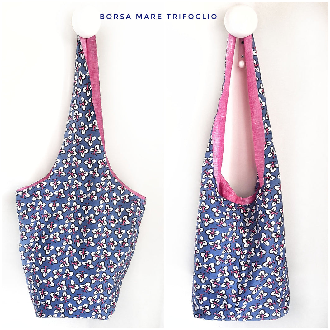 Borsa Mare in tessuto cotone fashion design trifoglio Made in Italy