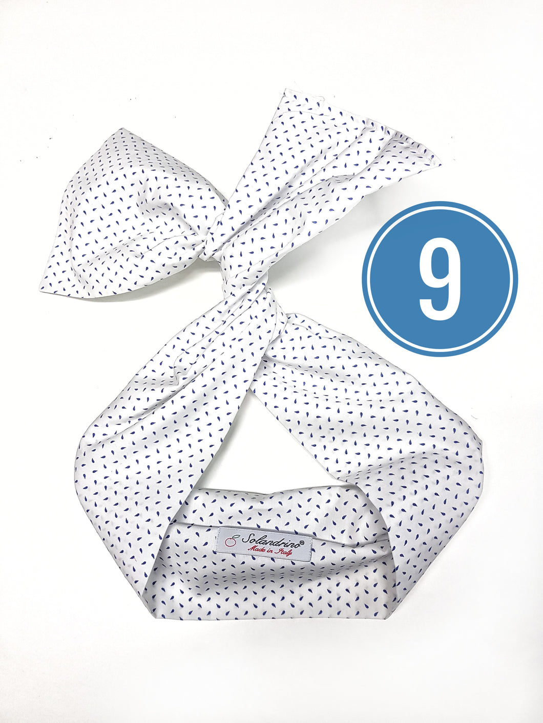 Turbante Fashion in cotone Fantasia design micro fantasia bianca 9 Made in Italy