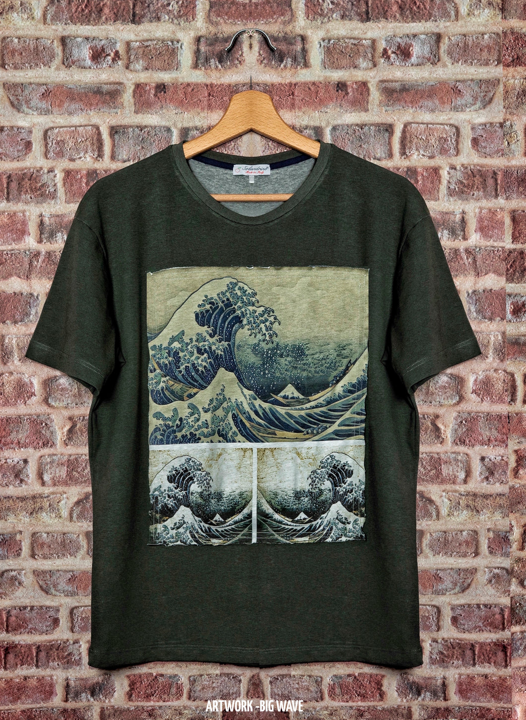 T-shirt made in Italy Fantasia big wave 100% fresco cotone jersey design big wave