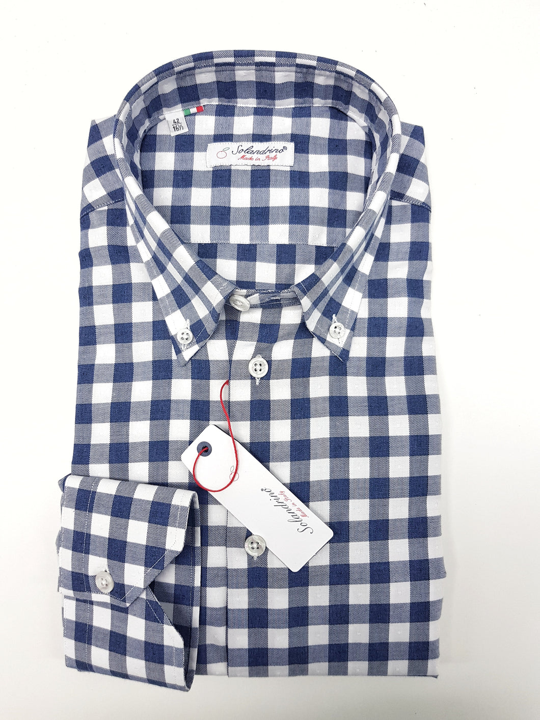 Camicia a quadri blu vaiella puro cotone made in italy