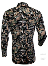 Carica l&#39;immagine nel visualizzatore di Gallery, Camicia cotone fantasia camouflage mimetico urban jungle design
