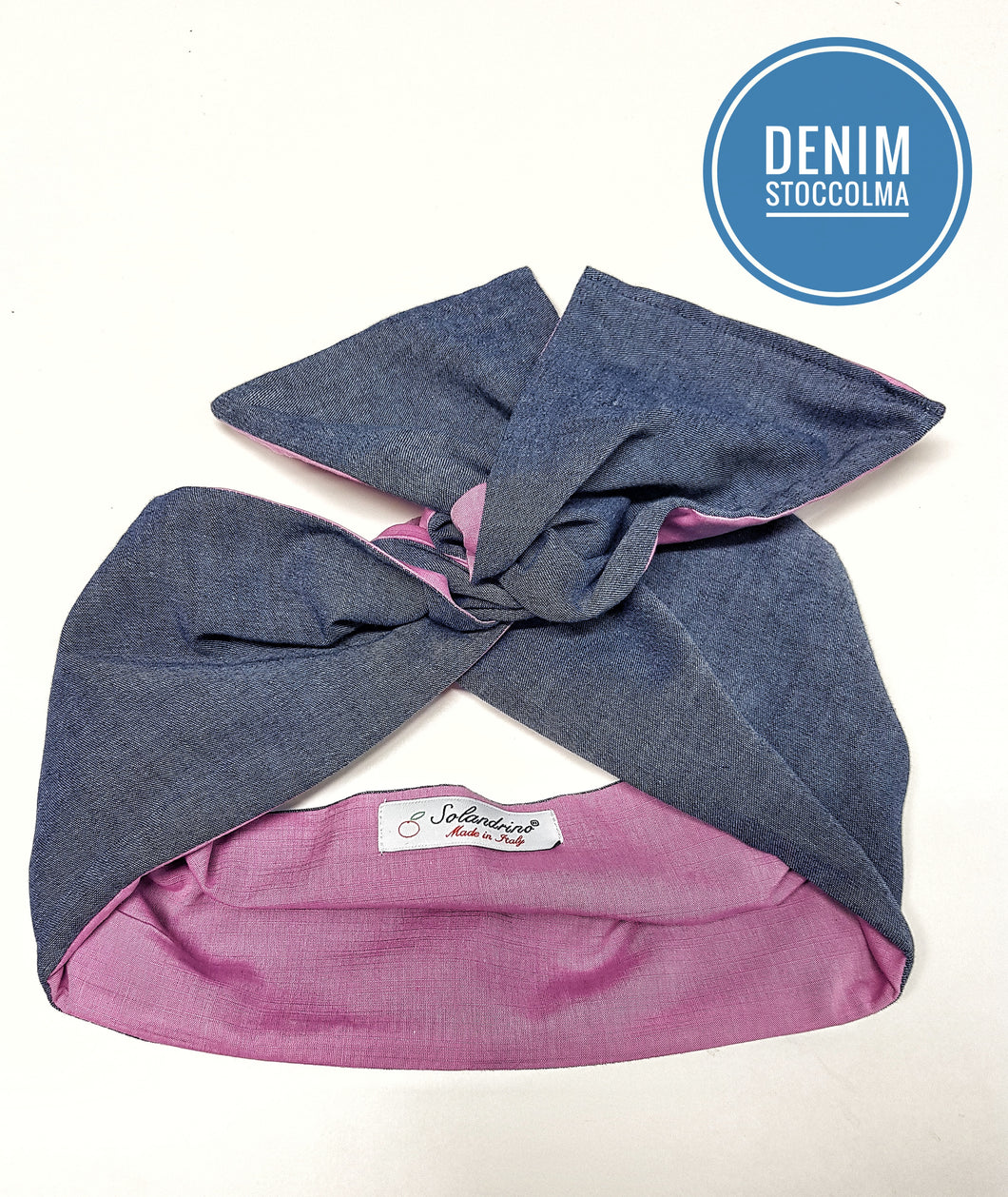 Turbante Fashion in cotone Denim Stoccolma Made in Italy