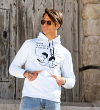 Load image into Gallery viewer, Felpa d&#39;autore Nicola Madonia vignetta artistica influencer con Cappuccio Design made in Italy Fantasia  100% cotone - Sweatshirt hoodie
