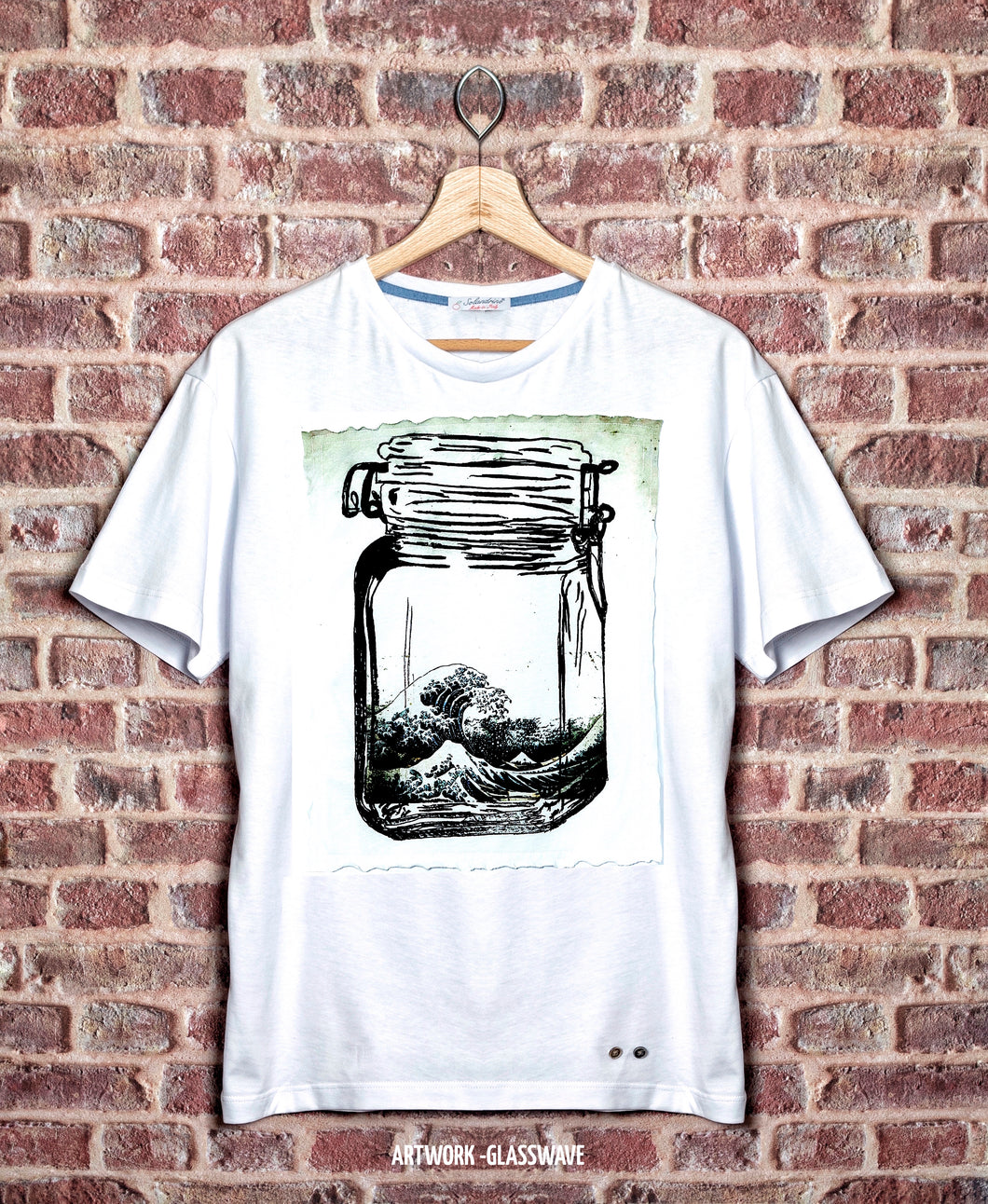 T-shirt made in Italy fantasia 100% cotone jersey pettinato -MODELLO GLASSWAVE  -