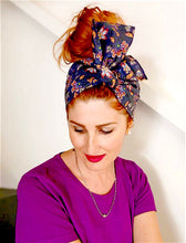 Carica l&#39;immagine nel visualizzatore di Gallery, Turbante Fashion in cotone fascia capelli design Paisley glamourHD  Blu made in Italy

