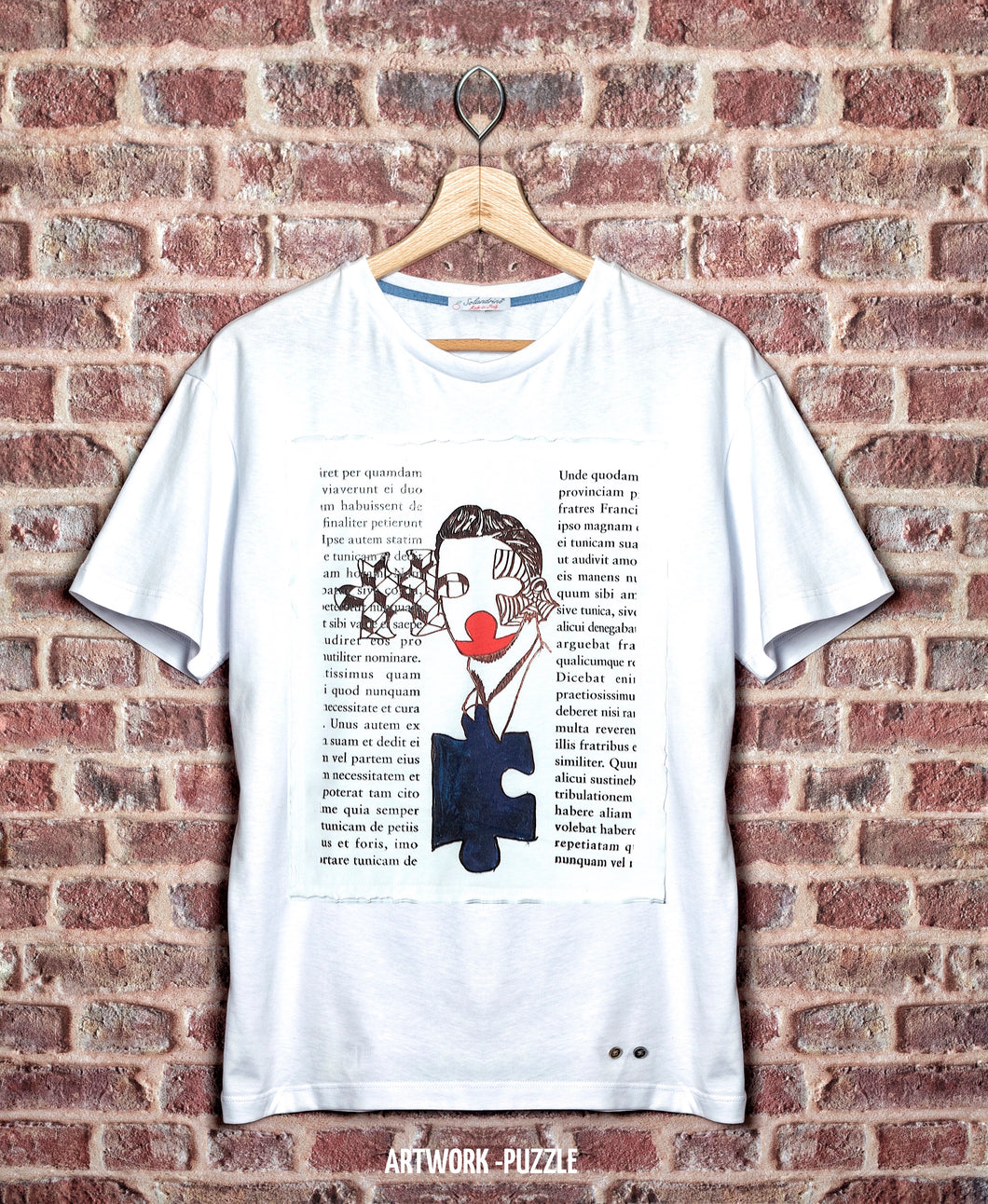 T-shirt made in Italy fantasia Ad Litteram  100% cotone jersey pettinato -DESIGN Ad Litteram -