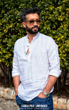 Carica l&#39;immagine nel visualizzatore di Gallery, Camicia lino bianco guru coreano serafino chiusa a polo made in italy
