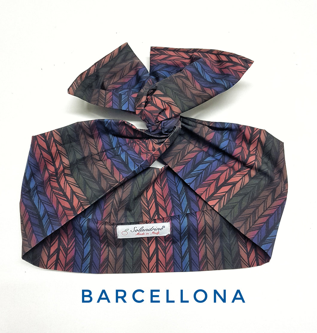 Turbante Fashion in cotone fascia capelli design Barcellona multicolor made in Italy