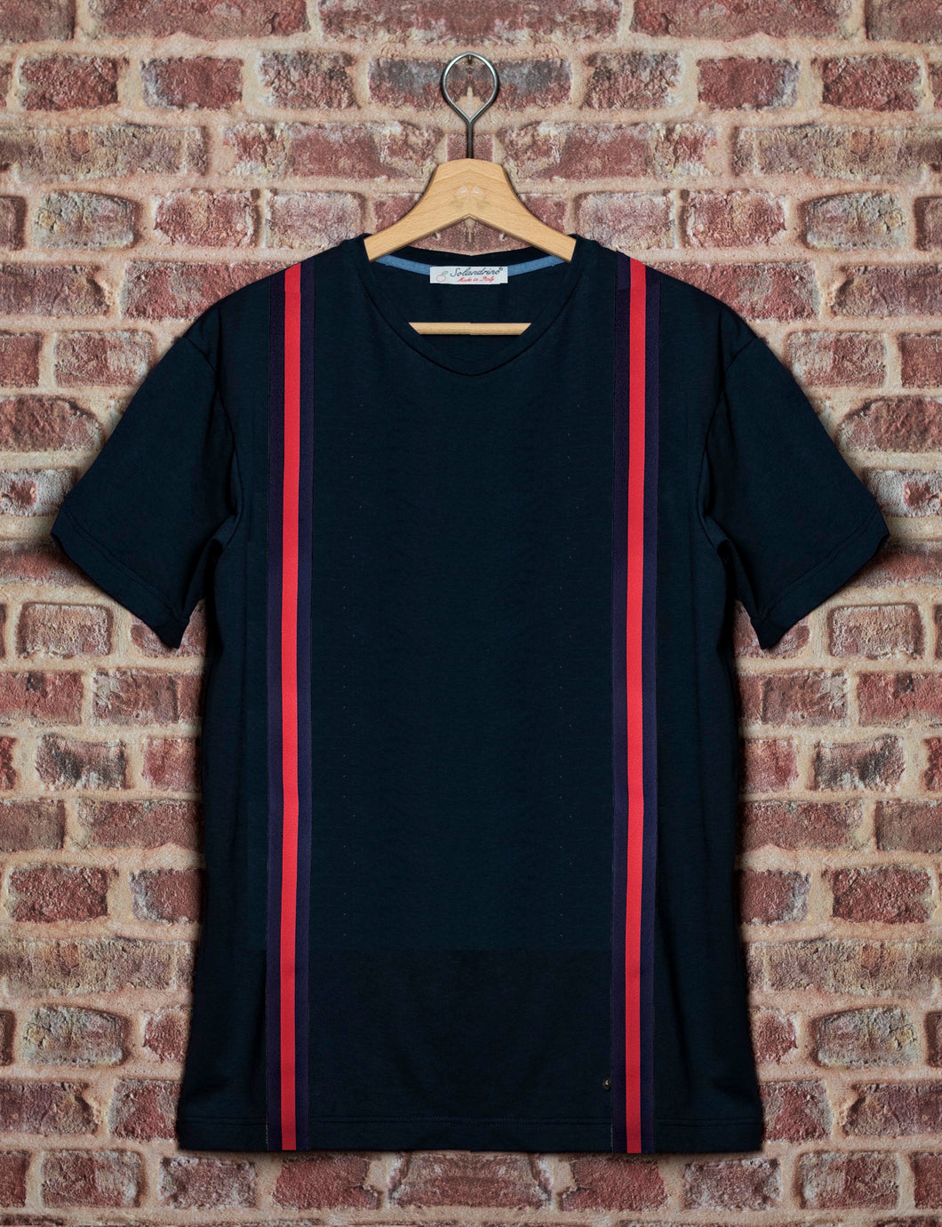 T-shirt blu made in italy 100% cotone jersey pettinato 