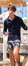 Load image into Gallery viewer, Costume da Bagno Hawaii abbinato a Polo Blu con inserti Box Mare slip interno Made in Italy
