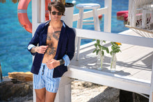 Load image into Gallery viewer, Costume da Bagno Fasciato abbinato a Camicia Blu con inserti BOX slip interno Made in Italy
