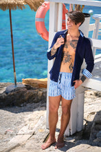 Load image into Gallery viewer, Costume da Bagno Fasciato abbinato a Camicia Blu con inserti BOX slip interno Made in Italy
