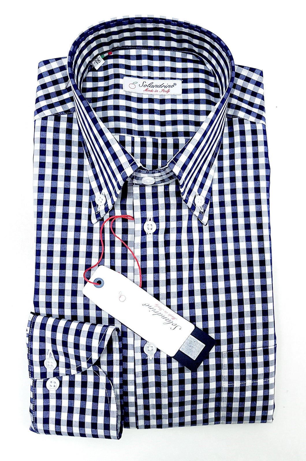Camicia a quadri blu puro cotone made in italy