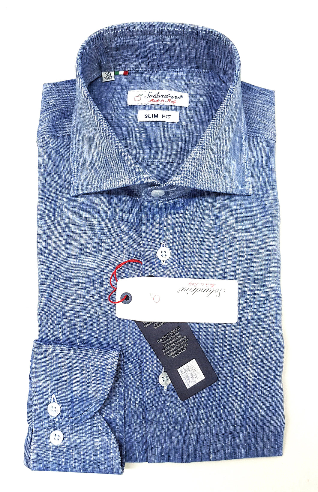 Camicia puro lino azzurro made in italy