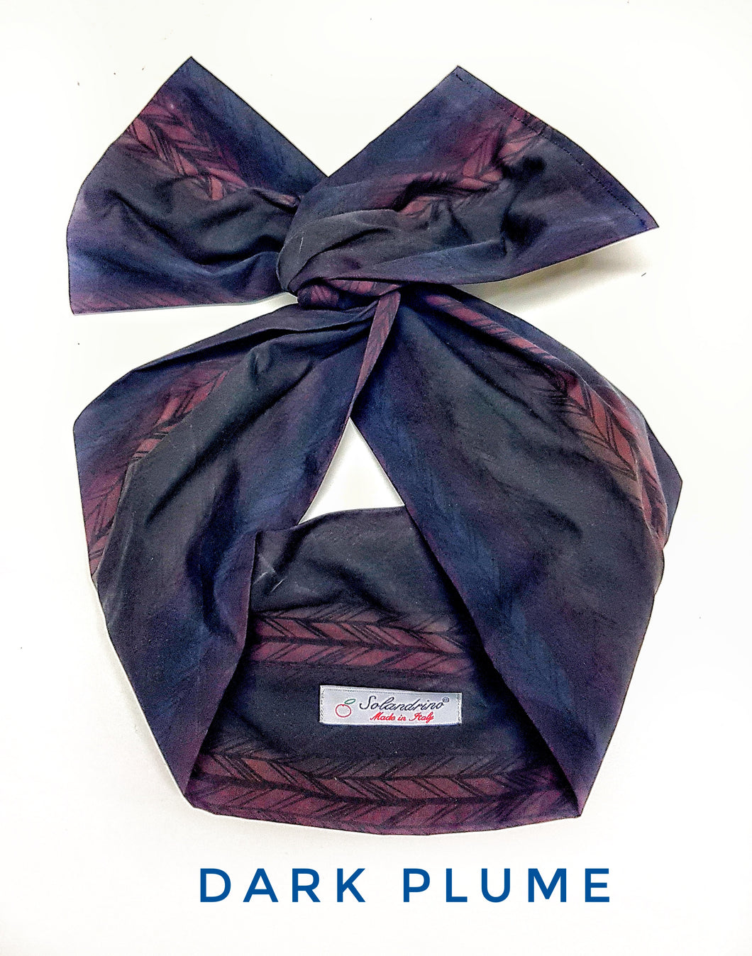 Turbante Fashion in cotone fascia capelli design Dark Plume made in Italy