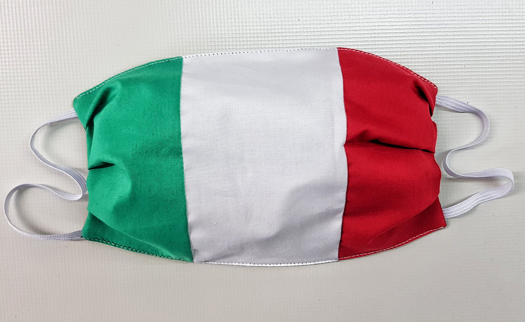 Mascherina Italia tricolore in cotone protettiva Riutilizzabile con filtro Made in Italy- possibilità di personalizzazione con iniziali o ricamo logo