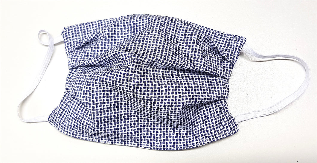 Mascherina in cotone design micro fantasia azzurra protettiva Riutilizzabile con filtro Made in Italy- possibilità di personalizzazione con iniziali o ricamo logo