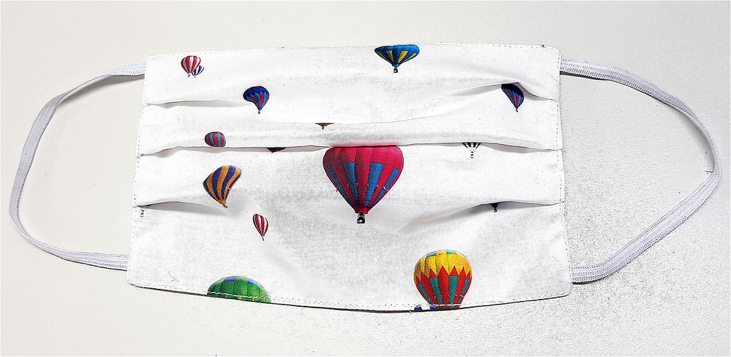 Mascherina in cotone design mongolfiera protettiva Riutilizzabile con filtro Made in Italy- possibilità di personalizzazione con iniziali o ricamo logo