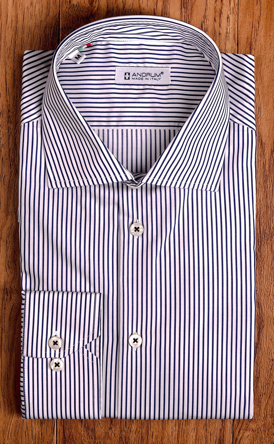 Camicia Uomo alta qualità puro cotone a righe blu navy made in Italy