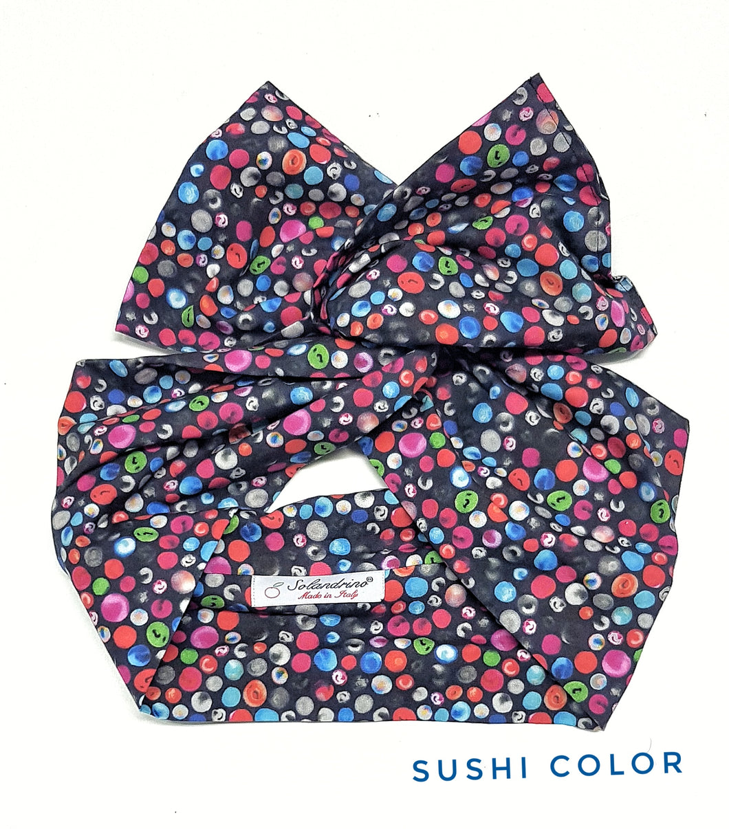 Turbante Fashion in cotone fascia capelli design sushi color made in Italy