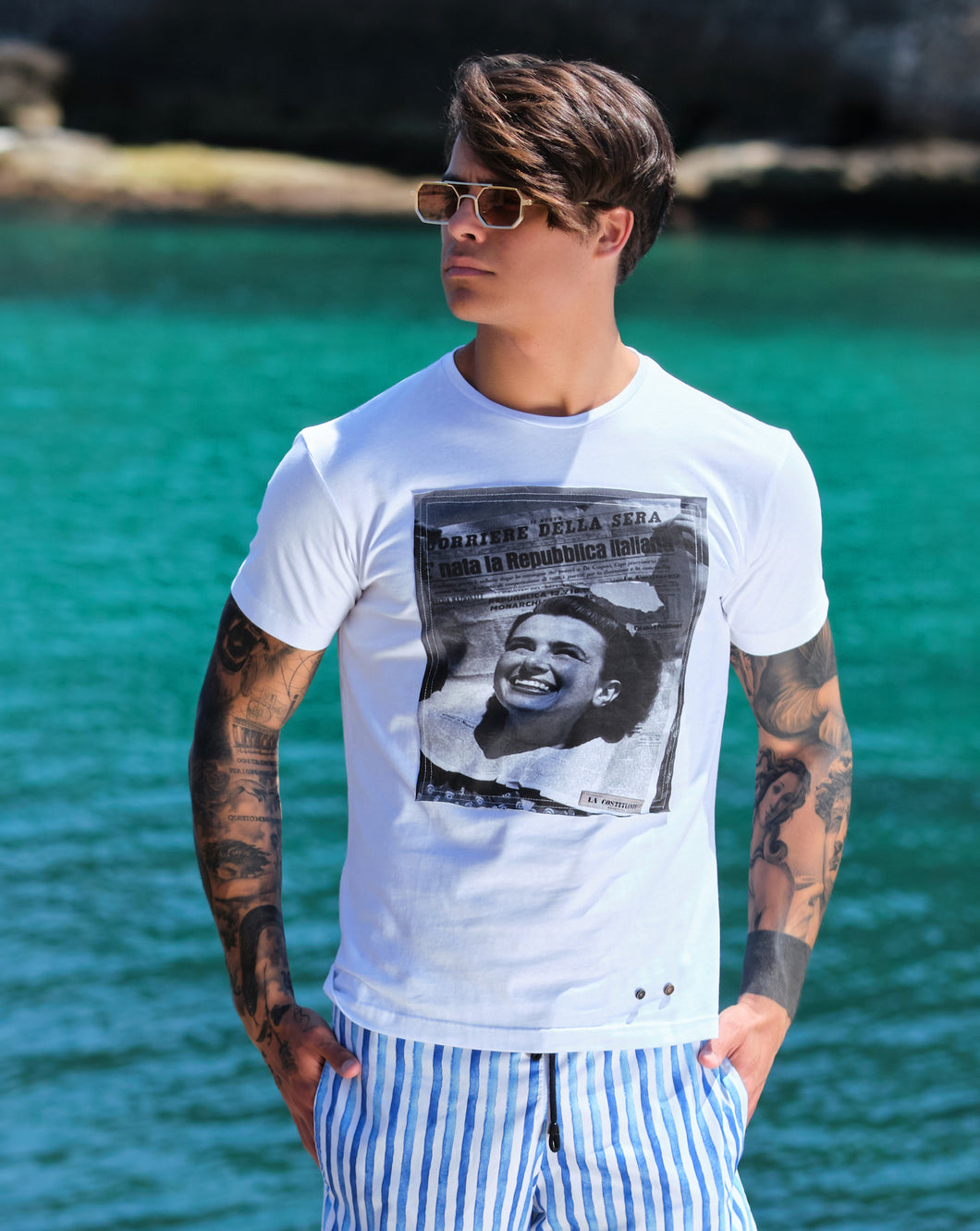 Tshirt made in italy 100% cotone jersey pettinato  -MODELLO RES-PUBBLICA -