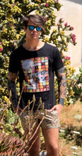 Load image into Gallery viewer, Costume da Bagno Giallo Fantasia Musicassetta abbinato a Tshirt Nera fantasia fashion is a rebus
