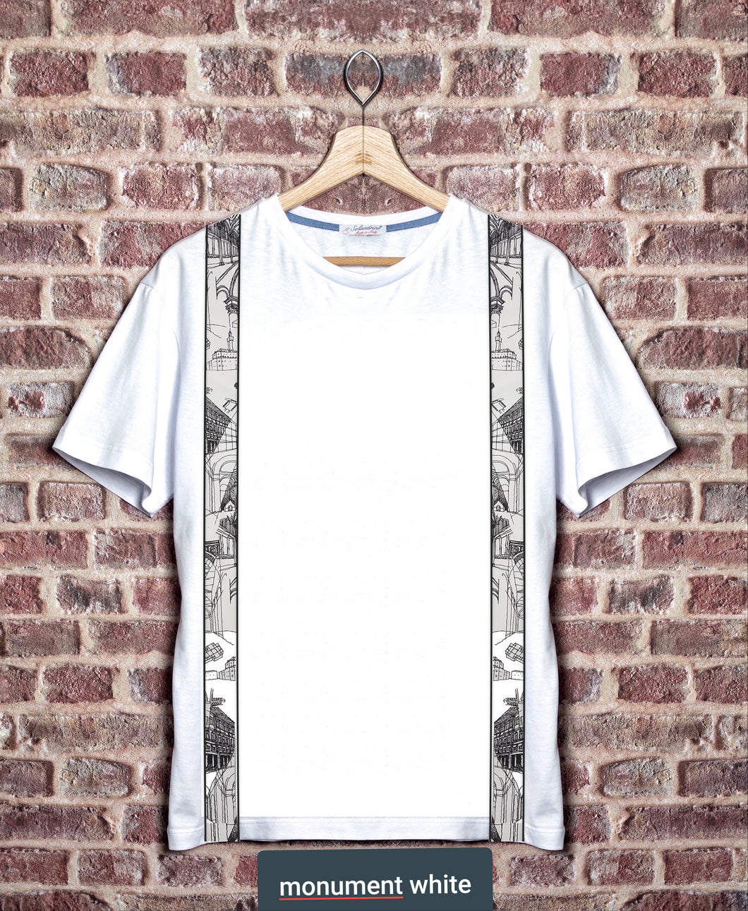 T-shirt made in italy 100% cotone jersey pettinato -MODELLO BRETELLA STRAP MONUMENTS -