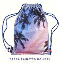 Carica l&#39;immagine nel visualizzatore di Gallery, Zaino Sacca in tessuto cotone Light Design Holiday Palms made in Italy
